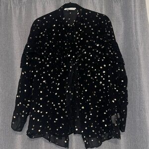 Zara black jacket with golden metallic polka dots
